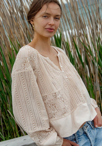Theia Patchwork Lace Blouse~~SIZE L LEFT~~ FINAL SALE