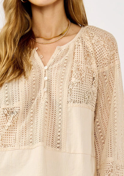 Theia Patchwork Lace Blouse~~SIZE L LEFT~~ FINAL SALE