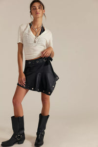 We The Free Cassis Vegan Leather Wrap Skirt