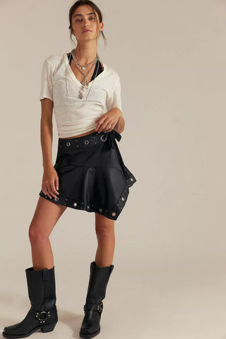We The Free Cassis Vegan Leather Wrap Skirt