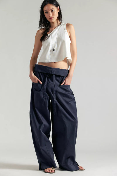 Fisherman Drawcord Pull-On Pants in WASHED BLACK