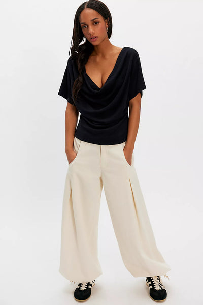 We The Free Waterfall Cowl-Neck Top in BLACK