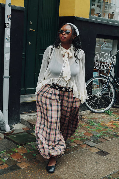 Moonflower Plaid Pull-On Balloon Pants