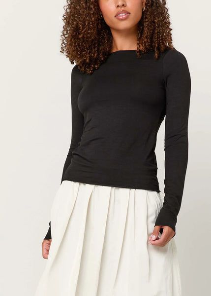 VERA BOAT NECK LONG SLEEVE - BLACK