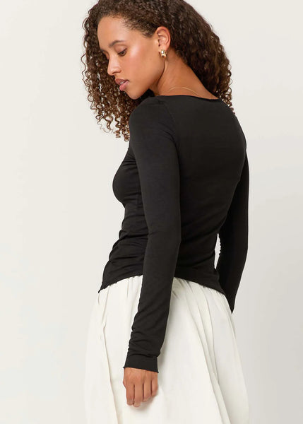 VERA BOAT NECK LONG SLEEVE - BLACK