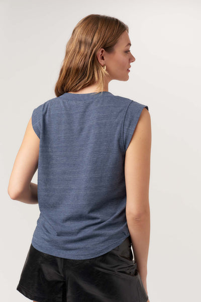 RUE V-NECK TANK - Black, White & Navy