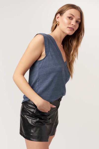 RUE V-NECK TANK - Black, White & Navy
