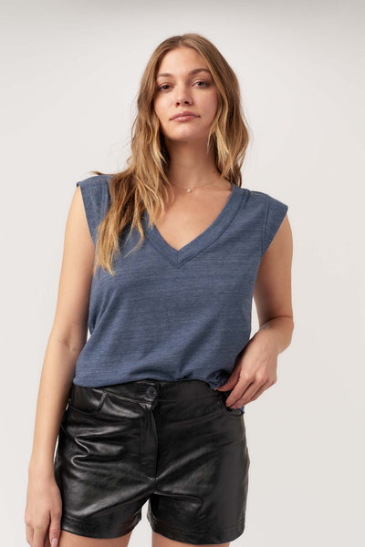 RUE V-NECK TANK - Black, White & Navy