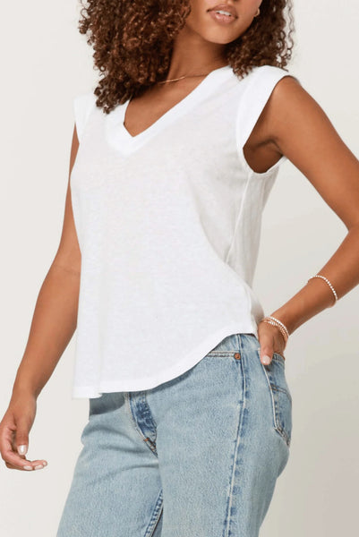 RUE V-NECK TANK - Black, White & Navy