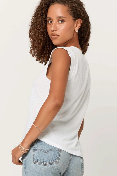 RUE V-NECK TANK - Black, White & Navy