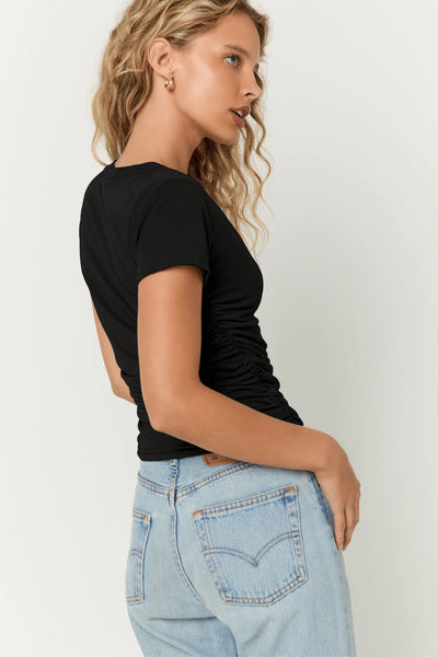 SANDRINE SCOOP NECK TEE ~~ Black
