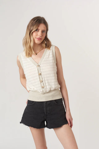 INGRID BUTTON FRONT TEXTURED TANK - OAT