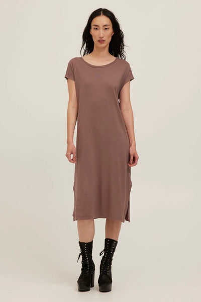 ALINA WASHED MIDI DRESS - DEEP TAUPE
