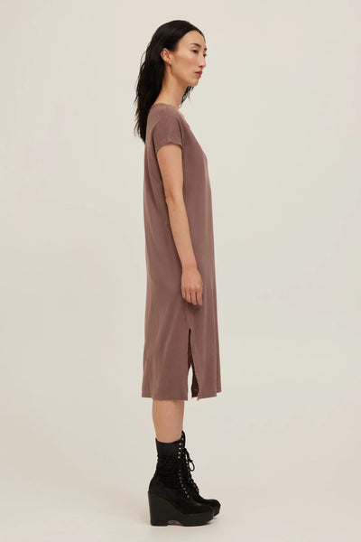 ALINA WASHED MIDI DRESS - DEEP TAUPE