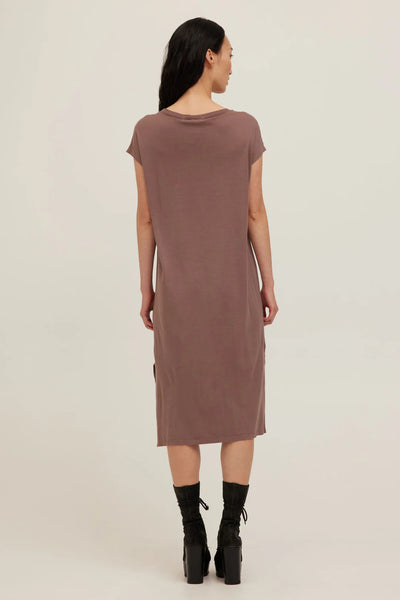 ALINA WASHED MIDI DRESS - DEEP TAUPE