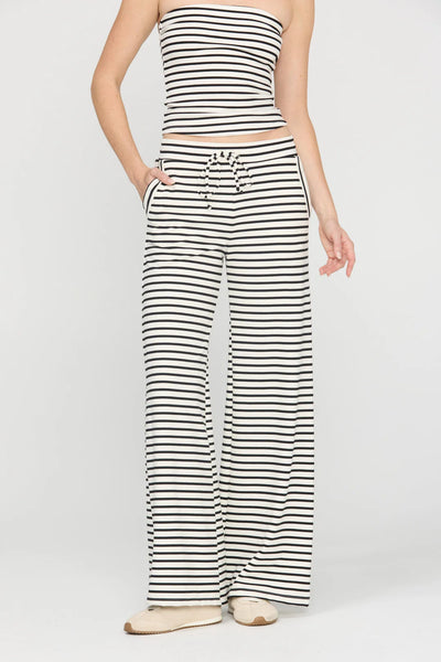 THEA STRIPED PANT - IVORY/BLACK