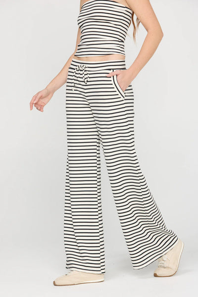 THEA STRIPED PANT - IVORY/BLACK