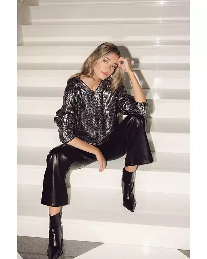 Metallic Threaded Hoodie