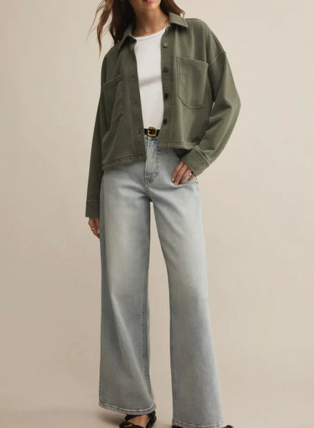 All Day Cropped Knit Jacket In HUNTER GREEN
