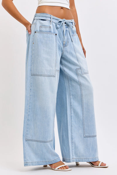 Medium Light Drawstring Utility Pocket Wideleg