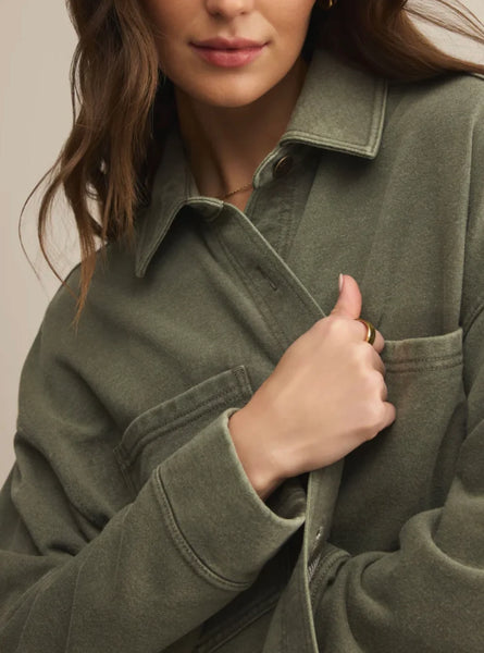All Day Cropped Knit Jacket In HUNTER GREEN