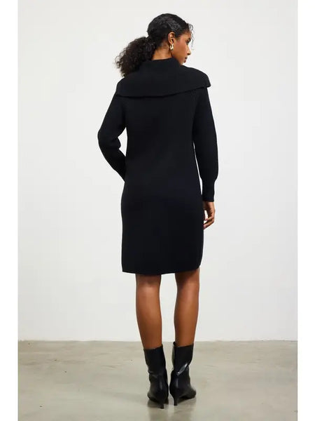 Ribbed Zip-Front Sweater Dress