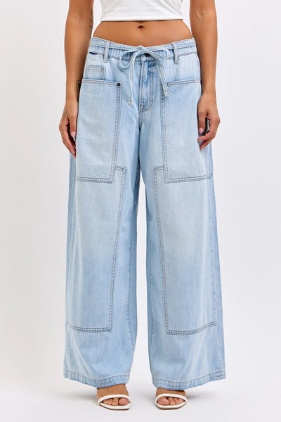 Medium Light Drawstring Utility Pocket Wideleg