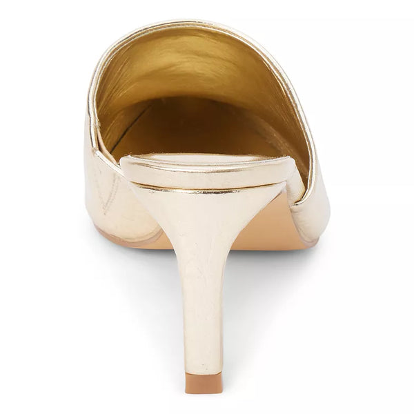 GARRET HEELED MULE in BLACK & GOLD