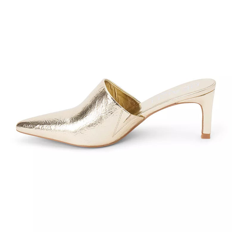 GARRET HEELED MULE in BLACK & GOLD