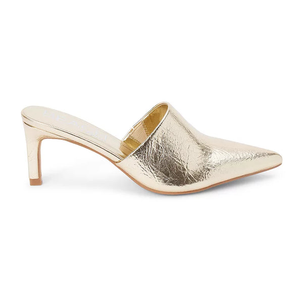 GARRET HEELED MULE in BLACK & GOLD