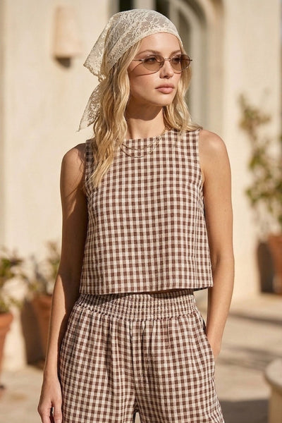 Gingham Scoop Neck Tank