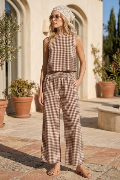 Gingham Scoop Neck Tank