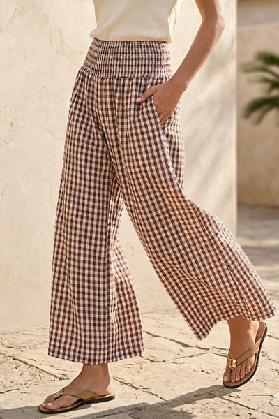 Gingham Wide Leg Pants