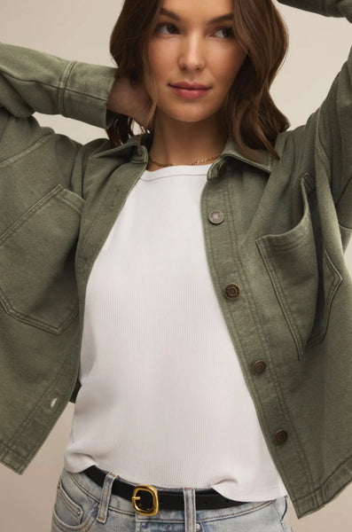 All Day Cropped Knit Jacket In HUNTER GREEN