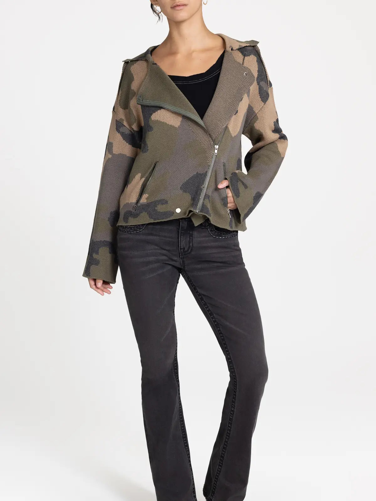 Camo Moto Sweater Jacket