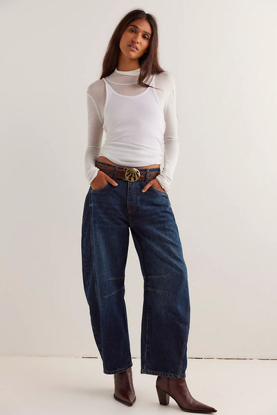 We The Free Good Luck Mid-Rise Barrel Jeans