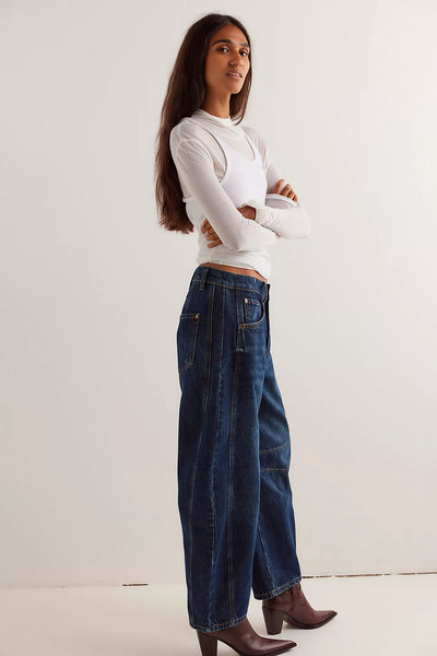 We The Free Good Luck Mid-Rise Barrel Jeans