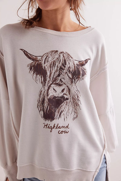 We The Free Graphic Camden Pullover~~Highland Cow