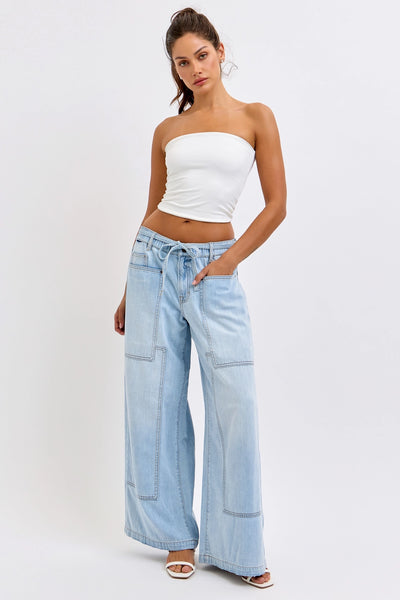 Medium Light Drawstring Utility Pocket Wideleg
