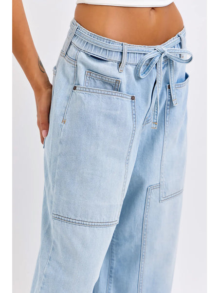 Medium Light Drawstring Utility Pocket Wideleg