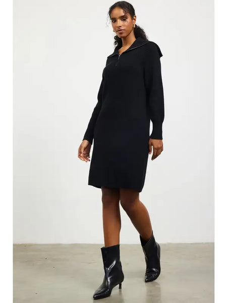 Ribbed Zip-Front Sweater Dress