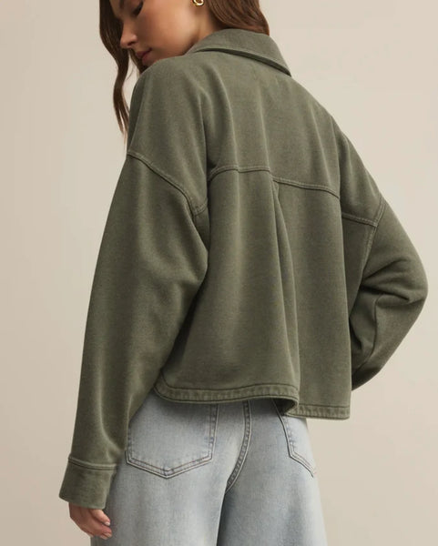 All Day Cropped Knit Jacket In HUNTER GREEN