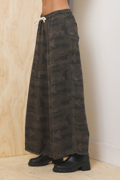 Tencel Wide Leg Pant - Camo