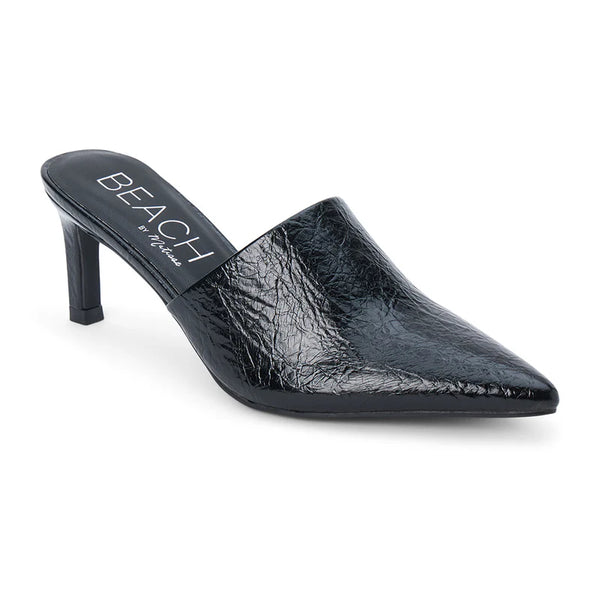 GARRET HEELED MULE in BLACK & GOLD