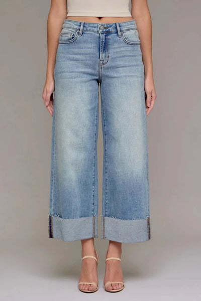 Nori High Rise Wide Leg Single Cuff Jeans