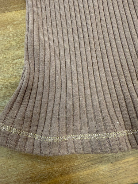 NADIA LUREX THREAD SCOOP NECK RIB TANK - ROSE TAUPE