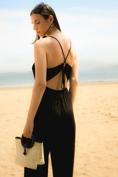 NIGHT MOVES TIE BACK JUMPSUIT~~FINAL SALE