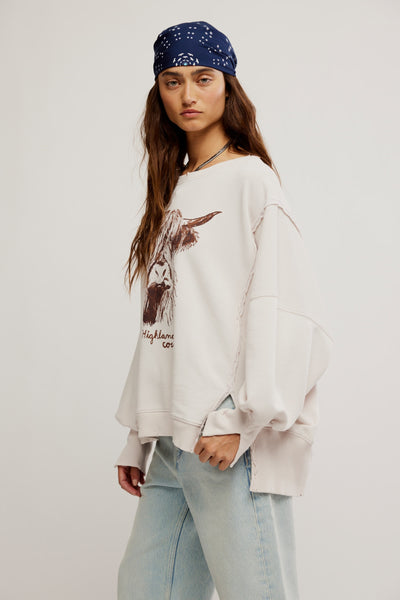 We The Free Graphic Camden Pullover ~~HIGHLAND COW COMBO