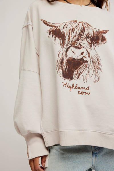 We The Free Graphic Camden Pullover ~~HIGHLAND COW COMBO