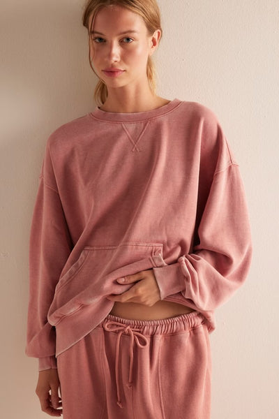 SLOW IT DOWN PULLOVER in ROSE DAWN